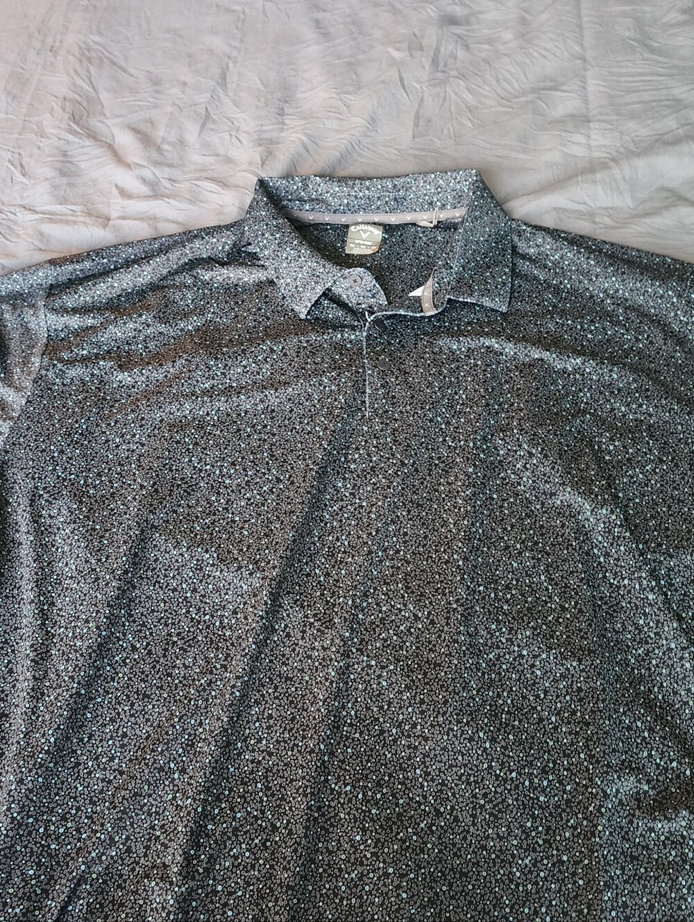 Callaway Black and Blue Micro-Pattern Polo
